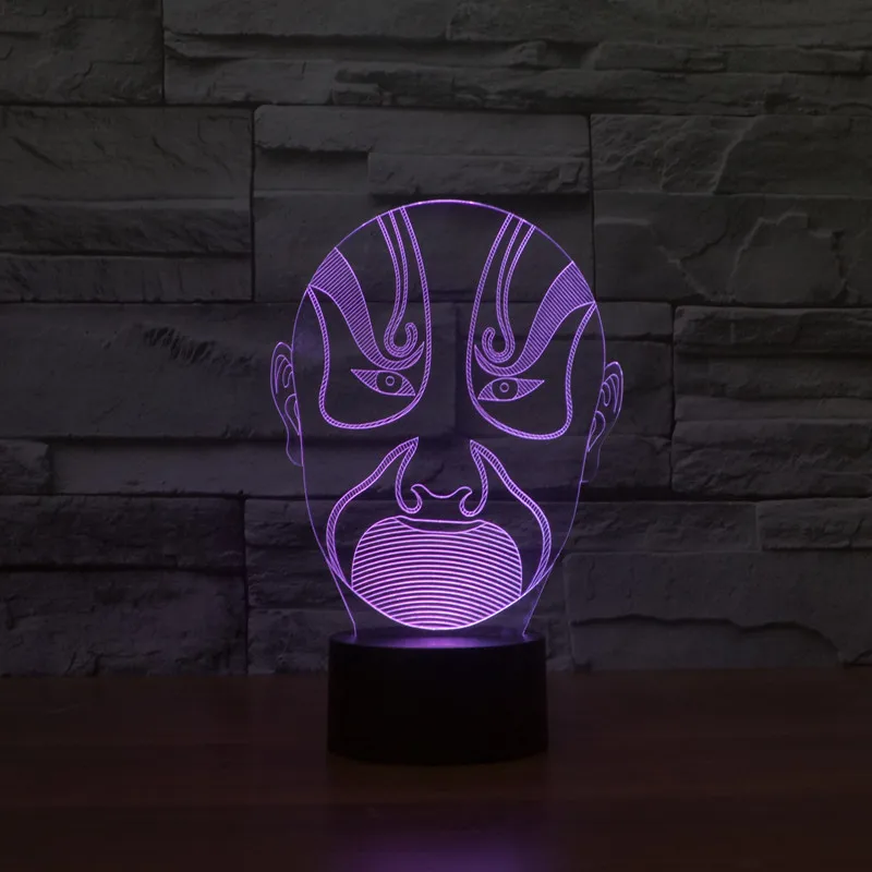 [Seven Neon] Пекинская опера Макияж для лица акриловая 7 цветов настольная лампа 3D