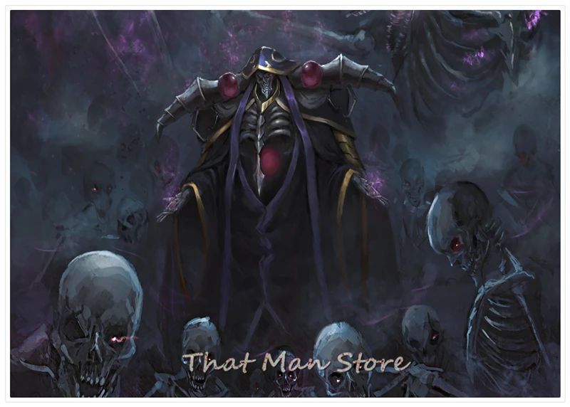 Overlord Ainz Ooal ужас мультфильм постеры стикер на стену хорошее качество глянцевый
