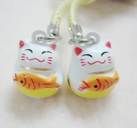 Новинка 10 шт. с изображением из мультфильма lucky cat колокольчики шнурок для