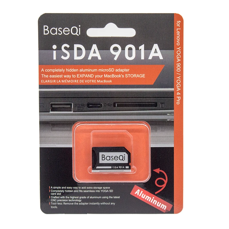 Алюминиевый адаптер для карт памяти Micro SD BaseQi Lenovo 901A, считыватель SD-карт для Lenovo YOGA 900 и Lenovo YOGA 4 pro