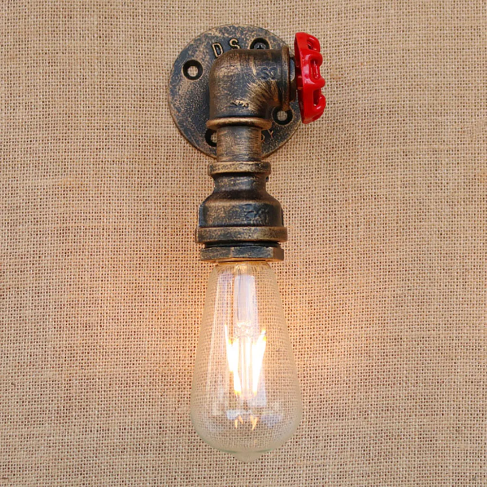 Винтажный настенный светильник e27 в стиле стимпанк железная водопроводная труба