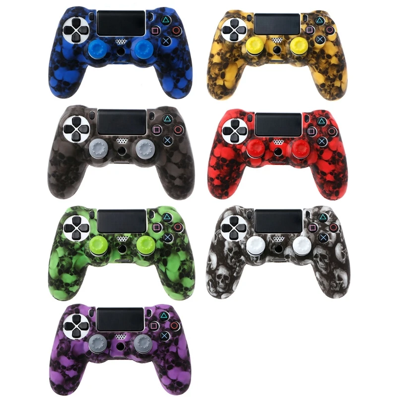 Силиконовый защитный чехол для джойстика с черепом + 2 PS4 Pro Slim Controller Прямая