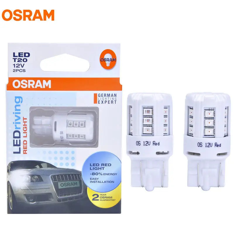 Лампа Ксеноновая OSRAM СВЕТОДИОДНЫЙ T10 T20 S25 W5W W21W P21W P21/5 Вт PY21W светодиодный расклинивающий Стандартный автомобильный Боковой габаритный фонарь лампы сигнала поворота светильник Интерьер светильник пара - Испускаемый цвет: T20 7715R Red