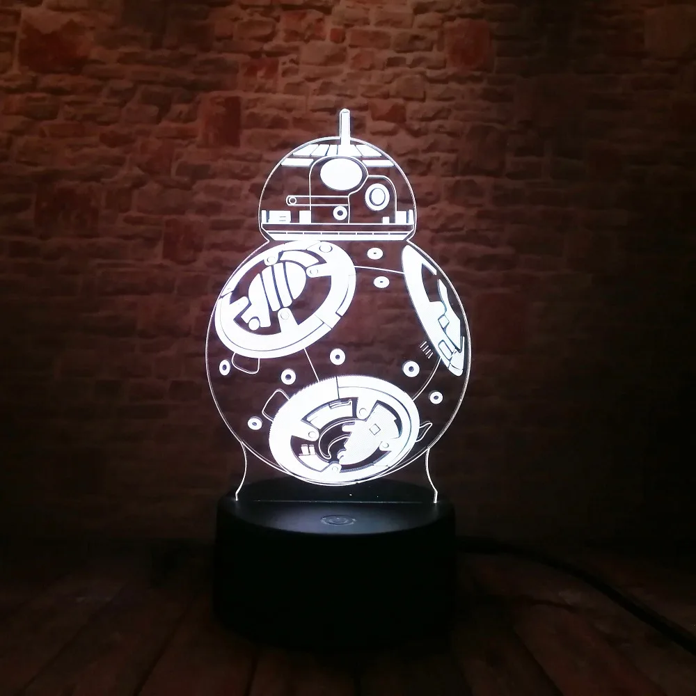 Звездные войны BB-8 шар Робот 3D СВЕТОДИОДНЫЙ Ночник светильник красочный градиент