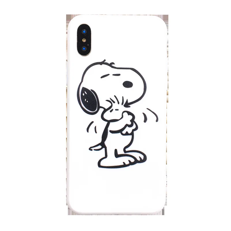 Черный и белый мультяшный милый щенок Снупи чехол для телефона iPhone 6 6S 7 8 PLUS X XR XS MAX