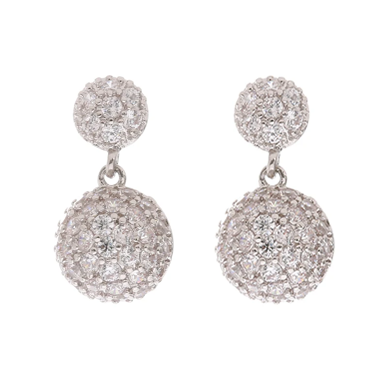 K155 Темперамент круглый шар Щепка Цвет Серьги кубического циркония