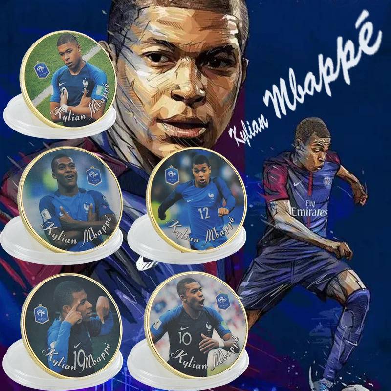 WR новый французский футбольный плеер Kylian Mbappe золотая монета копировальные