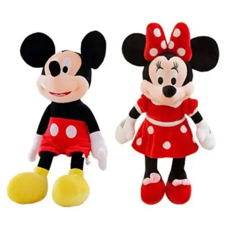 mickey red minnie 2 шт./лот, 40 см, высокое качество, Микки и Минни Маус, плюшевая игрушка, кукла, чучело, Мультяшные игрушки для детей, классический подарок на день рождения - Цвет: mickey red minnie