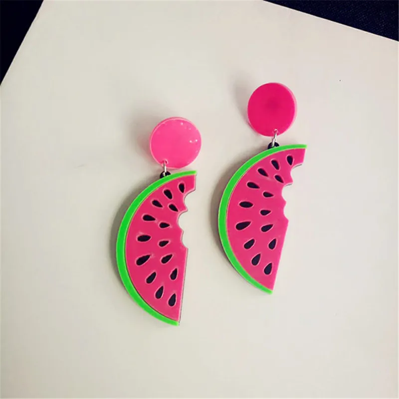 Wukaka Fashion Cool Watermelon Pendant Earrings Exaggerated Personality Earring For Women Party Gifts earrings Jewelry | Украшения и