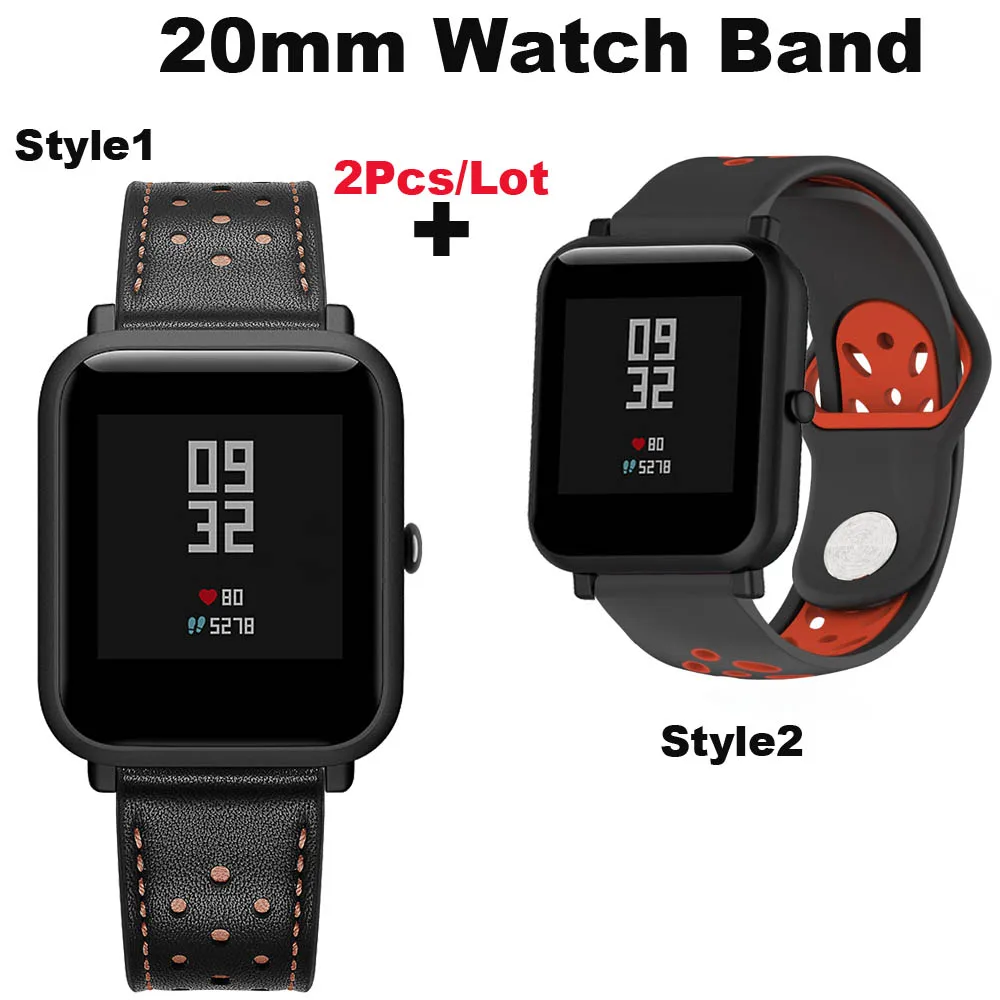 20 мм Браслет Для Xiaomi huami Amazfit Bip ремешок для часов GTS браслет GTR 42 кожаный