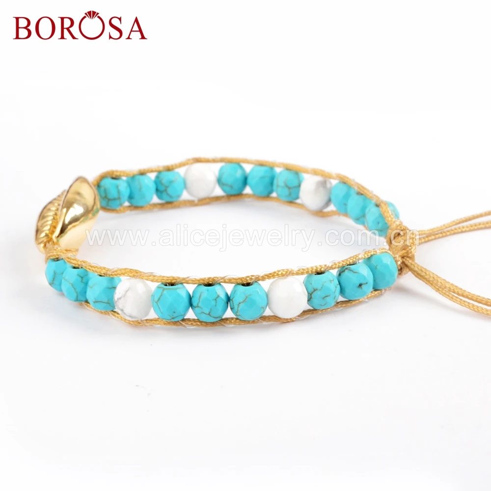 BOROSA 5/10 шт полностью золотой цвет натуральный Каури Ограненный 6 мм бисер синий