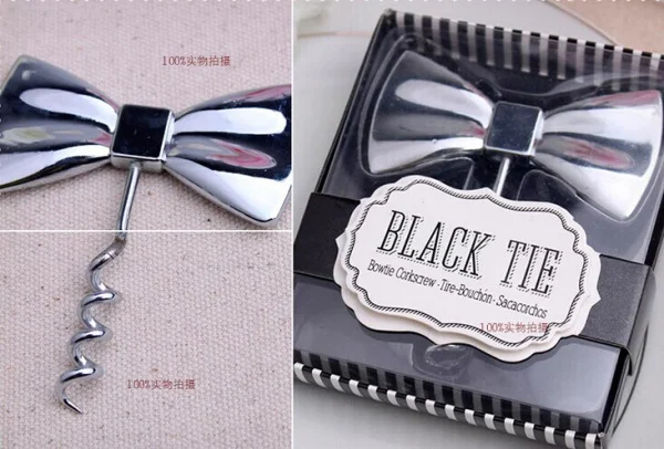 100 шт./лот открывалка для бутылок с черным галстуком штопор красного вина подарки