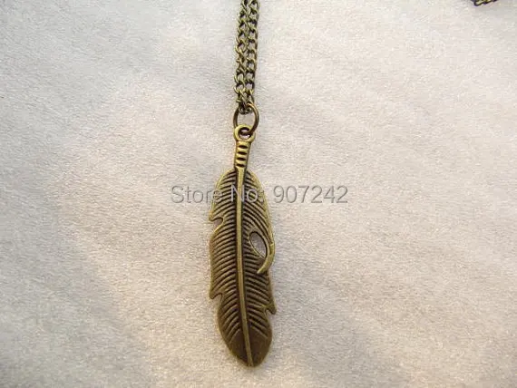 wholesale feather pendant Charm Necklace with charm chain jewelry Fashion Jewelry antique | Украшения и аксессуары