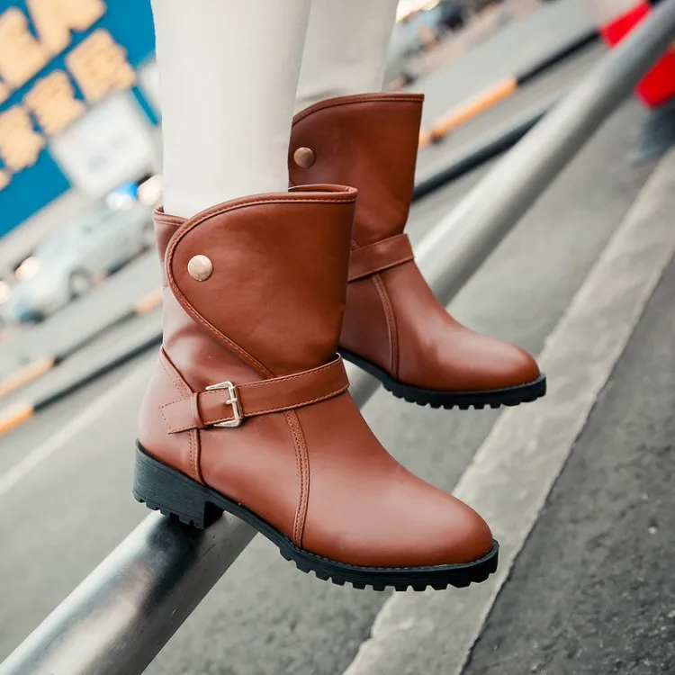 Женские ботильоны с пряжкой и круглым носком размеры 34 43|boots fashion|fashion bootsboots for woman |