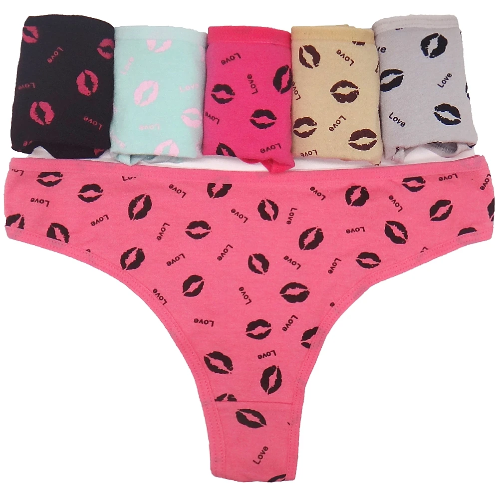 Стринги женские хлопковые с принтом губ 6 шт./комплект|panties sexy women|ladies pantieswomen underwear |