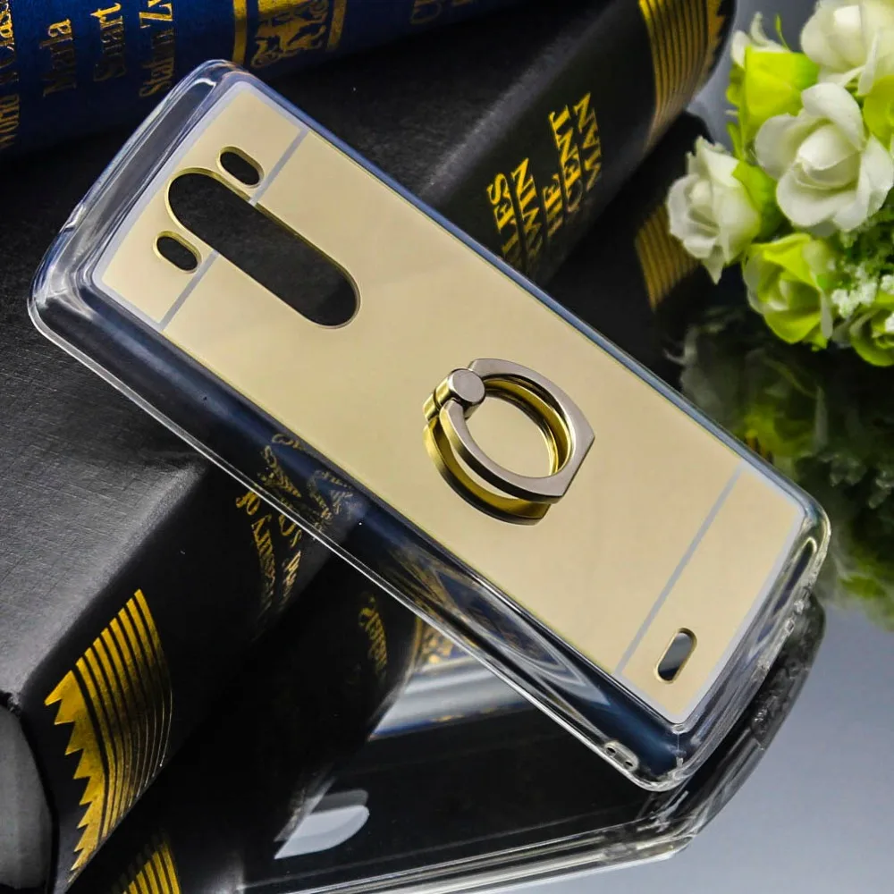 Роскошная мягкая задняя крышка для TPU LG V10 V20 G3 G4 G5 G6 Зеркало чехол телефона кольцо