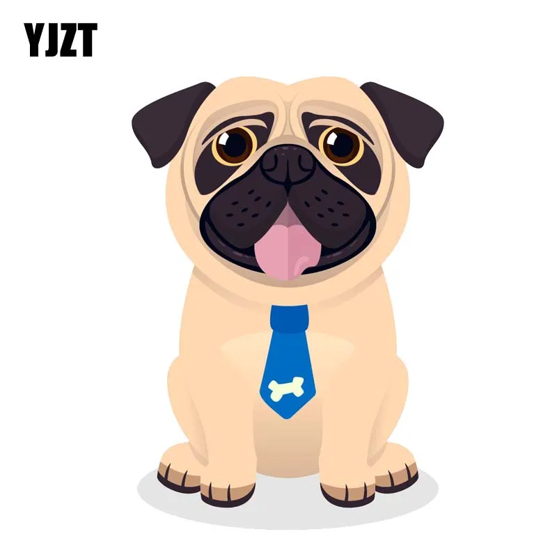 

YJZT 9.1CM*13.2CM Puppy With A Tie Cartoon Car Sticker PVC Decal 12-300365