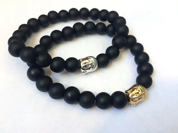 Браслет для женщин и мужчин из натурального камня матовый черный оникс браслет