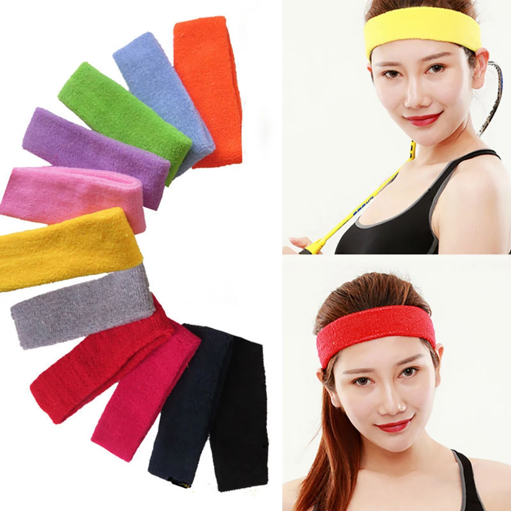 

Sweatband Outdoor Sport Sweatband Headband Yoga Gym Unisex Stretch Solid Color Hair Band
