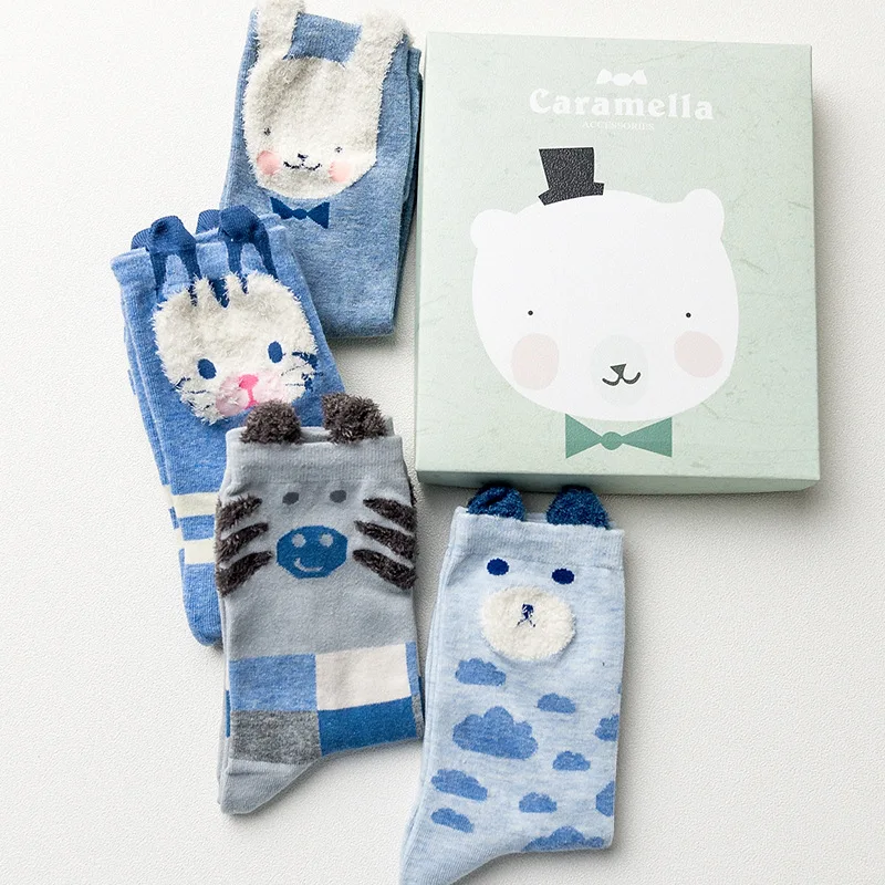 4 пары Caramella хлопок для женщин/для мужчин весна рисунок на тему осени Kawaii экипажа