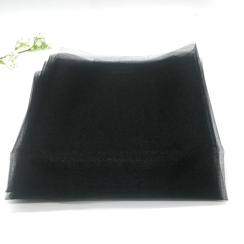 BLACK TULLMALL 48 см x 5 м Пряжа Ткань Кристалл Тюль органза чистая марля элемент ребенок день рождения DIY платье свадебные принадлежности - Цвет: BLACK
