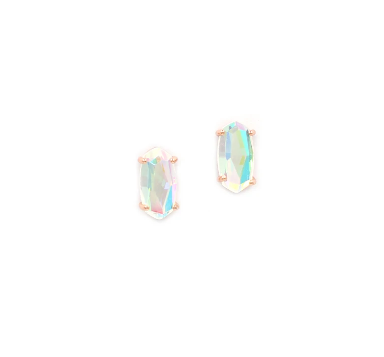 Rose gold stud Модные маленькие стеклянные Висячие AB серьги для женщин - Окраска металла: Rose gold stud