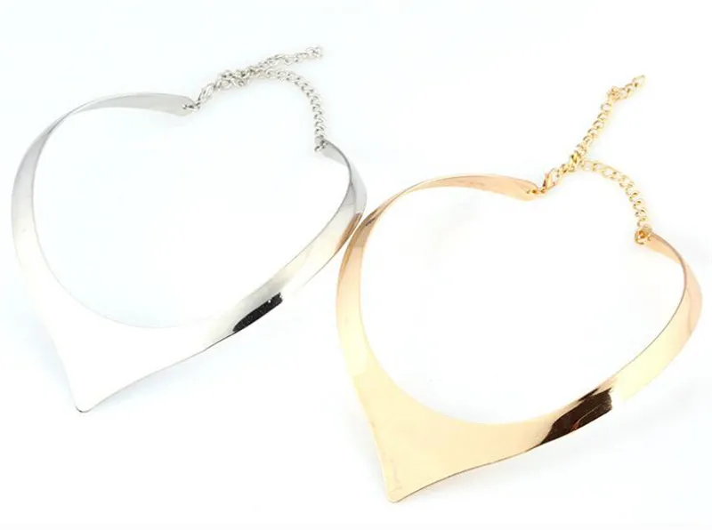 Мода Панк Серебро/Золото Металл Воротник Преувеличены Choker Ожерелье для Женщин