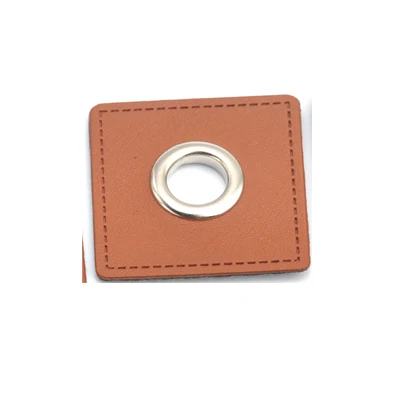 Brown nickle eyelets 30 шт./лот 27 мм квадратный черный/коричневый искусственная кожа пришить значки патч этикетки+ Внутренний 8 мм Металлические латунные люверсы - Цвет: Brown nickle eyelets