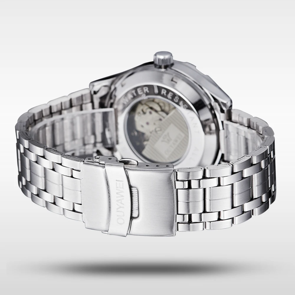 Мужские спортивные механические часы в стиле ретро круглые Серебристые из