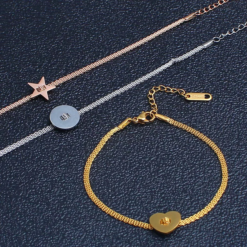 Женские браслеты из нержавеющей стали PUN braclet с круглым сердцем и