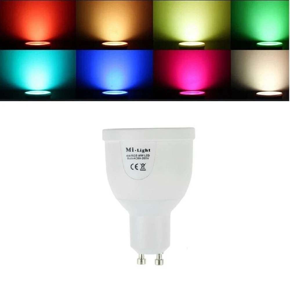 

Mi light 2.4G 1.6million color change dimmable WIFI GU10 led spot lamp AC85-265V 5W RGBW LED Bulb control by Iphone Ipad Android