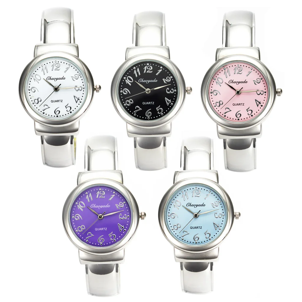 Для женщин модные простые металлический браслет Часы женские популярные Сталь