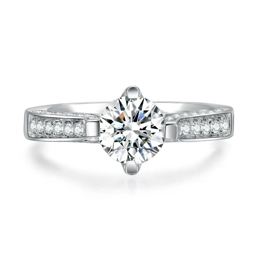 

Super Star Ring Brilliant Hearts and Arrows 18K White Gold Jewelry 1CT Moissanite Diamond Ring Test Positive Engagement Women