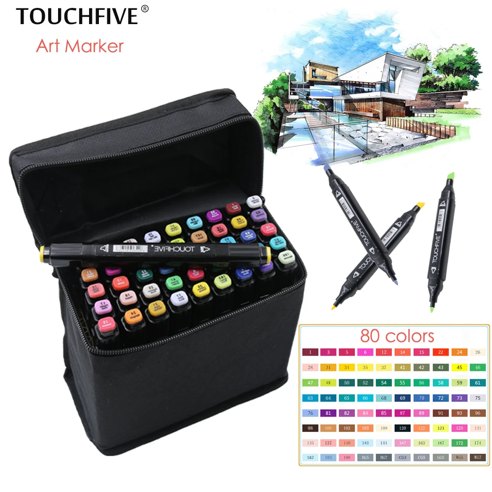 TouchFIVE 30/40/60/80 цветов маркеры для рисования авторучка анимации эскиз набор