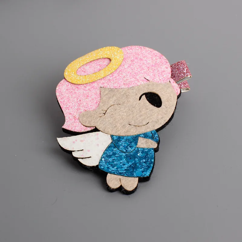 Фетровая заколка для волос такса блестящая розовая Золотая собак милый шарф