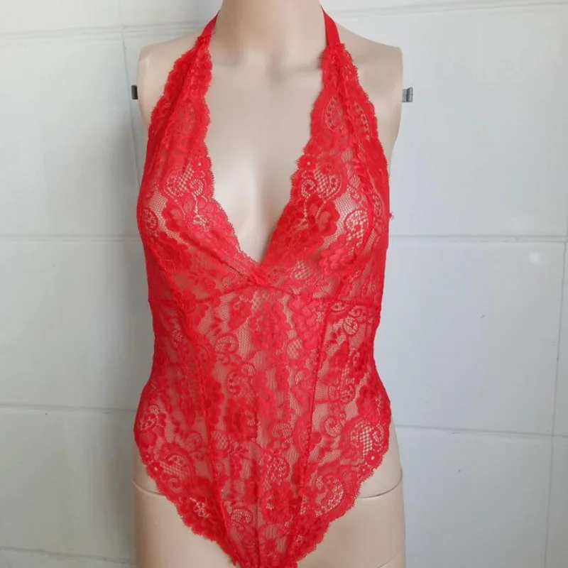 Style 5 Red Порно Кружева Babydoll женщин сексуальное горячее эротическое боди с открытой промежностью Прозрачное нижнее белье Холтер спинки Тедди белье секс костюм - Цвет: Style 5 Red