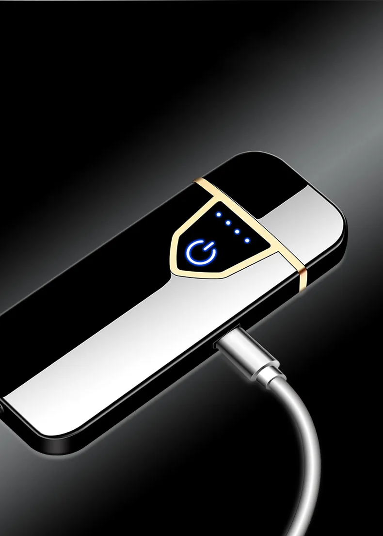 USB Charging Lighter Touch Sensing Windproof Electronic Ultra-Thin Electric Heating Wire Cigarette Lighter Environmental Protect