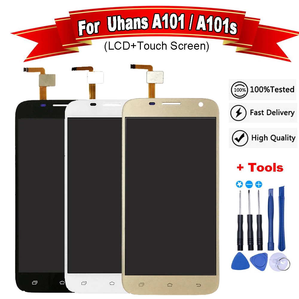 ЖК дисплей 5 0 дюйма для Uhans A101 A101S + сенсорный экран 100% протестированный дигитайзер