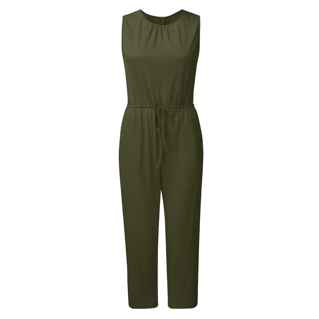 Womail bodysuit Women Fashion Sleeveless Solid Sexy With Pocket Simple Beach Sundress long Jumpsuits Holiday Summer J710