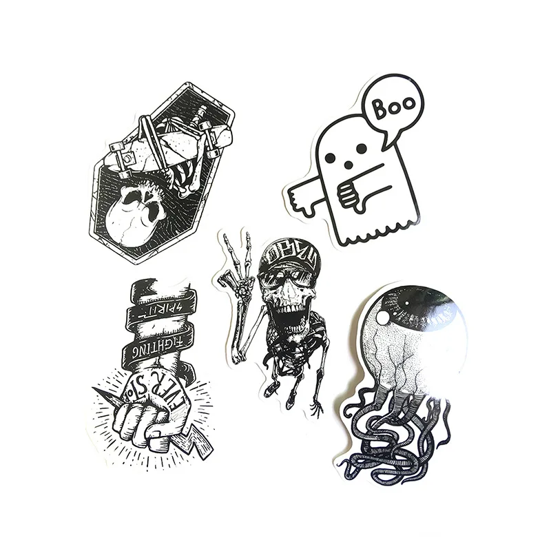 100 шт случайный не повторяющийся черный и белый Холодный стикер