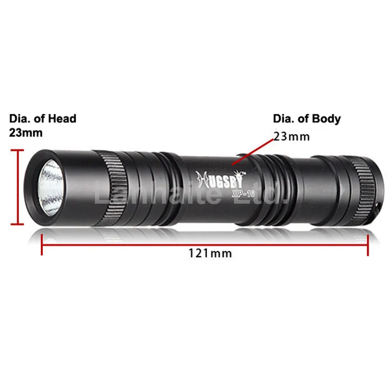Hugsby XP-16 Cree XP-E R3 300 люмен 1-режимный светодиодный фонарик черный (1x18650) | Освещение
