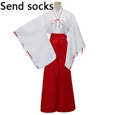 Clothing and socks 10 шт. Inuyasha Kikyou косплей платье костюмы кикио парики для женщин и мужчин японский комплект кимоно парик волосы подарок на Рождество, Хэллоуин - Цвет: Clothing and socks