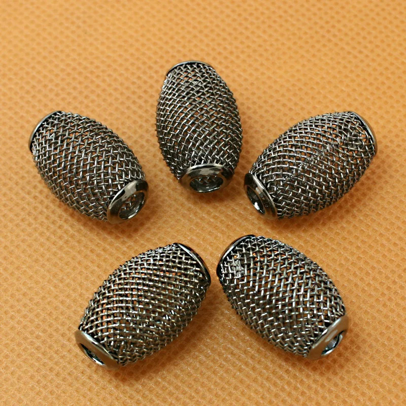 

100pcs/lot Gunmetal Oval Shape 14x22mm Large Hole Mesh Net Metal Spacer Beads Fit European Bracelet