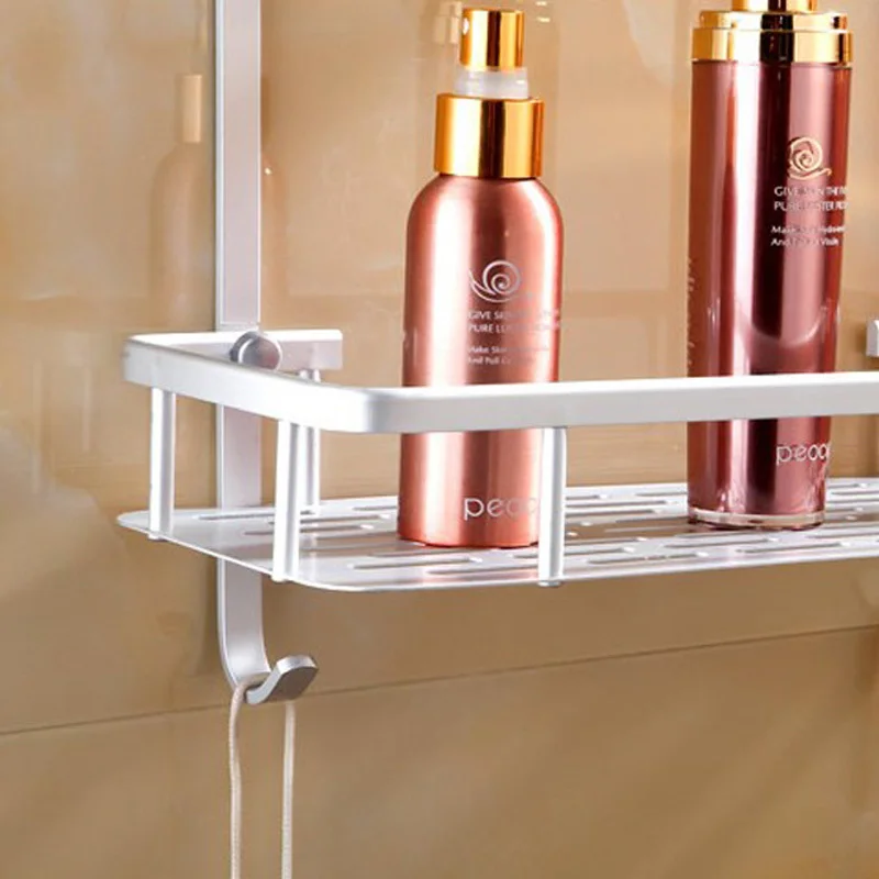 Two Layer Bathroom Shelves / Rack Space Aluminum Wall Towel Washing Shower Basket Bar Shelf bathroom accessories 802316 | Обустройство