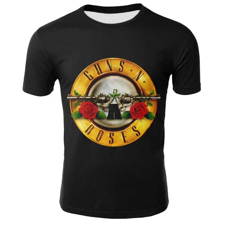 Футболка с принтом "Розы и Пистолеты" топы группы Guns N Roses одежда футболки