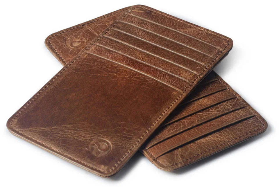 Из натуральной кожи Винтаж водительских прав ID Card Holder Бизнес карты держатель