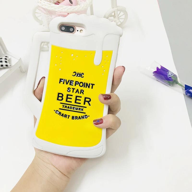 Lovely Beer And Coffee 3D Cute Cartoon Silicone Case For iPhone 6 6S Plus 7 8 X Skin Cover for football fans |