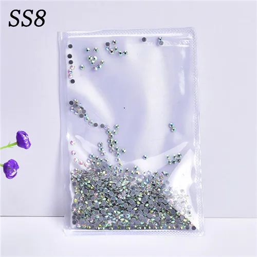SS6-SS40 стекло AB Горячая фиксация Стразы супер яркие Стразы железо на кристалле для ткани аксессуар для одежды Сделай Сам свадебное украшение - Цвет: SS8-2.5mm-1440pcs