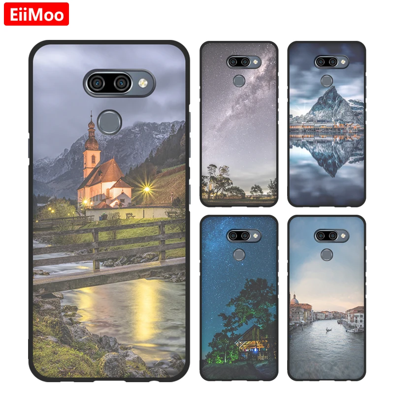 Мягкий ТПУ чехол EiiMoo для телефона LG K50 модный силиконовый черный с рисунком K 50 LGK50