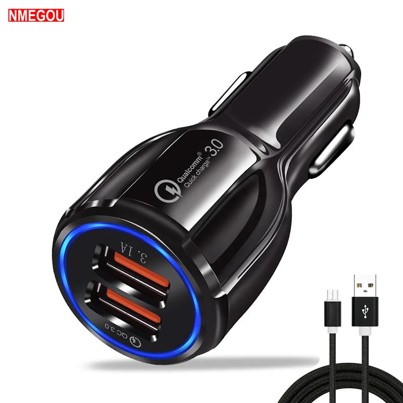 Автомобильное зарядное устройство с двумя USB-портами быстрая зарядка 3 0 2 для IPhone